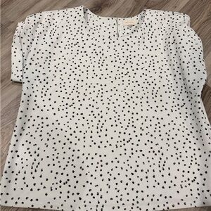 Polka Dot Short Sleeve Women's Top - White/Black